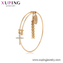 52126 China Wholesale banhado a ouro pulseira com pedras preciosas pingente de cruz moda pulseira para as mulheres